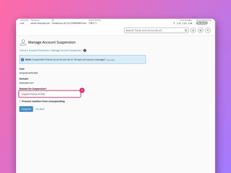 How to modify, suspend and terminate cPanel accounts in WHM