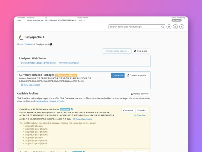 How to manage PHP versions in WHM with MultiPHP and EasyApache 4